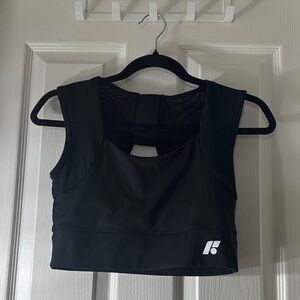 Women's Black Crop Athletic Top with Logo